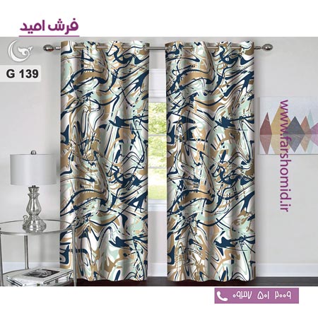 یک جفت پنل پرده پانچی دوخت شده و آماده نصب طرح مدرن کد 139