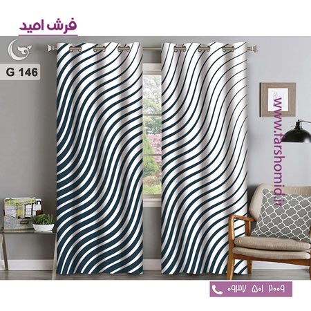 یک جفت پنل پرده پانچی دوخت شده و آماده نصب طرح مدرن کد 146