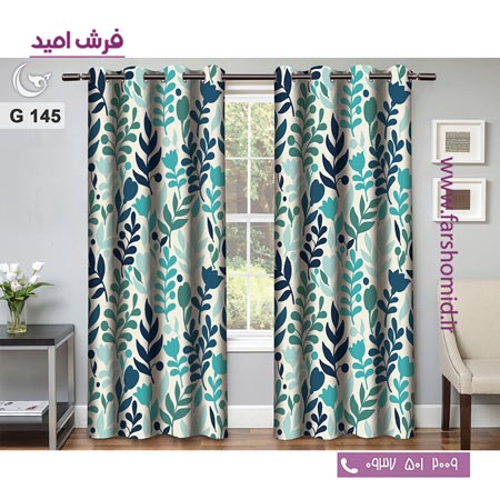 یک جفت پنل پرده پانچی دوخت شده و آماده نصب طرح مدرن کد 145
