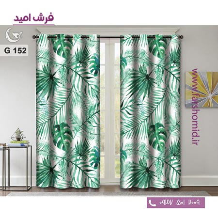 یک جفت پنل پرده پانچی دوخت شده و آماده نصب طرح مدرن کد 152