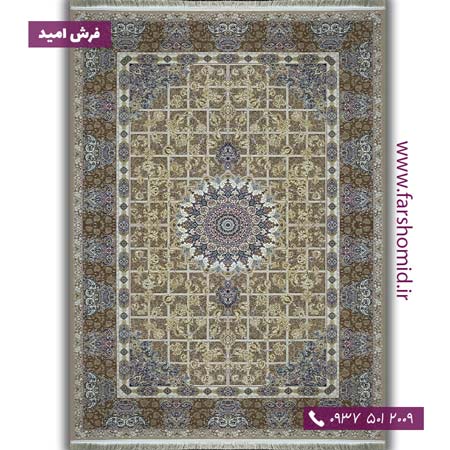 یک تخته 12 متری فرش ماشینی 1250 شانه 10 رنگ کد 4053 نسکافه ای فرش رجال