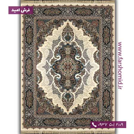 یک تخته 12 متری فرش 1200 شانه 10 رنگ آذرخش کرم فرش آرشام