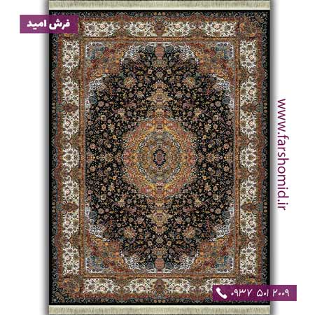 یک تخته 12 متری فرش 1000 شانه 10 رنگ کد 3037 آنا سرمه ای فرش آرشام