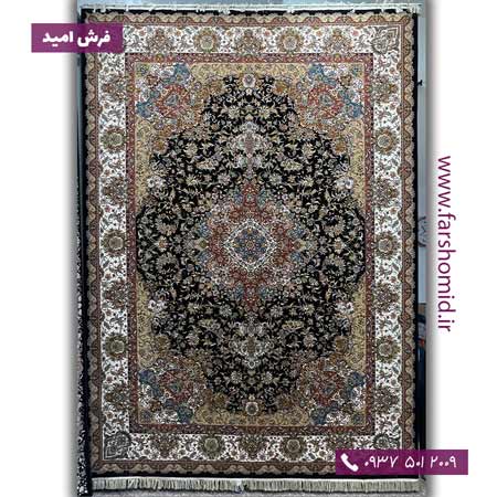 یک تخته 12 متری فرش ماشینی 700 شانه ۸ رنگ ندا سرمه ای فرش هستی