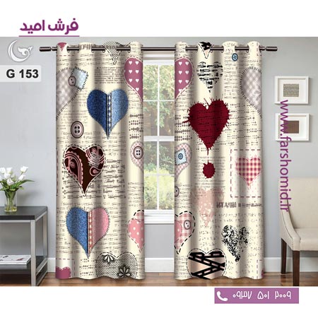 یک جفت پنل پرده پانچی دوخت شده و آماده نصب طرح مدرن کد 153