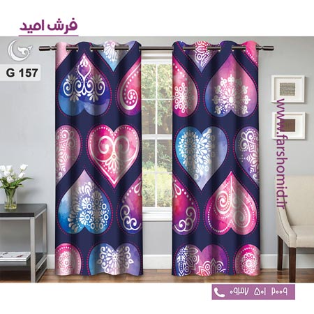 یک جفت پنل پرده پانچی دوخت شده و آماده نصب طرح مدرن کد 157