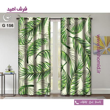 یک جفت پنل پرده پانچی دوخت شده و آماده نصب طرح مدرن کد 156