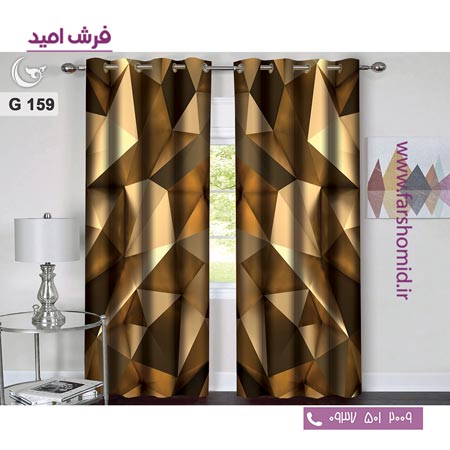 یک جفت پنل پرده پانچی دوخت شده و آماده نصب طرح مدرن کد 159