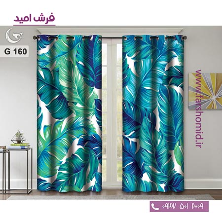 یک جفت پنل پرده پانچی دوخت شده و آماده نصب طرح مدرن کد 160