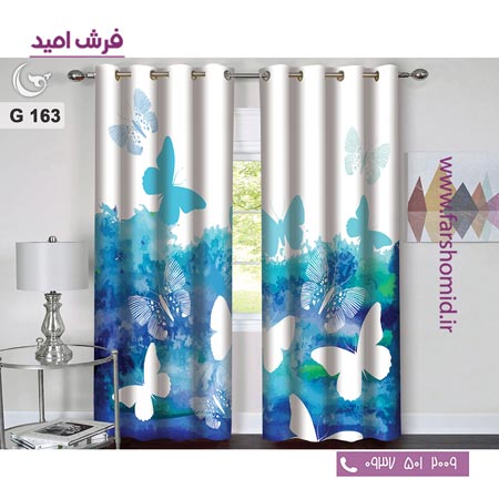 یک جفت پنل پرده پانچی دوخت شده و آماده نصب طرح مدرن کد 163