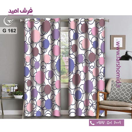 یک جفت پنل پرده پانچی دوخت شده و آماده نصب طرح مدرن کد 162