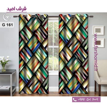 یک جفت پنل پرده پانچی دوخت شده و آماده نصب طرح مدرن کد 161