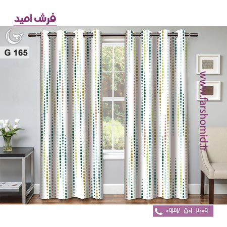 یک جفت پنل پرده پانچی دوخت شده و آماده نصب طرح مدرن کد 165