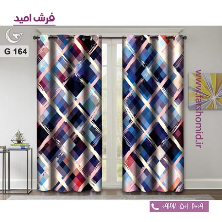 یک جفت پنل پرده پانچی دوخت شده و آماده نصب طرح مدرن کد 164