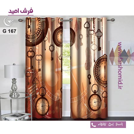 یک جفت پنل پرده پانچی دوخت شده و آماده نصب طرح مدرن کد 167