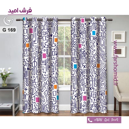 یک جفت پنل پرده پانچی دوخت شده و آماده نصب طرح مدرن کد 169
