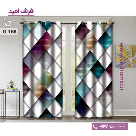 یک جفت پنل پرده پانچی دوخت شده و آماده نصب طرح مدرن کد 168