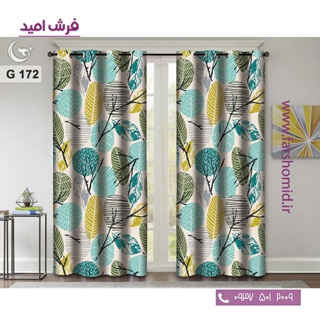 یک جفت پنل پرده پانچی دوخت شده و آماده نصب طرح مدرن کد 172
