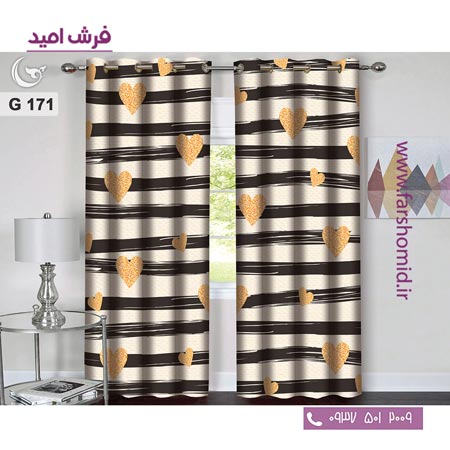 یک جفت پنل پرده پانچی دوخت شده و آماده نصب طرح مدرن کد 171