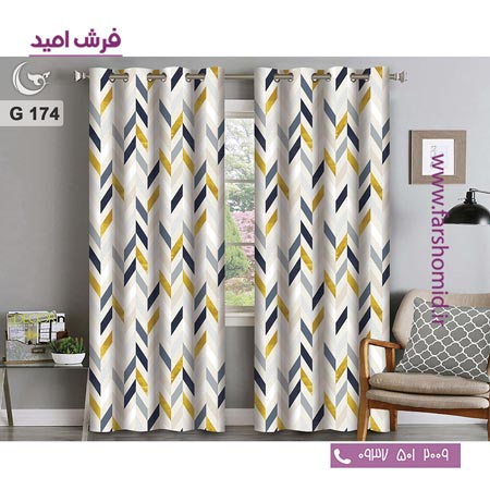 یک جفت پنل پرده پانچی دوخت شده و آماده نصب طرح مدرن کد 174