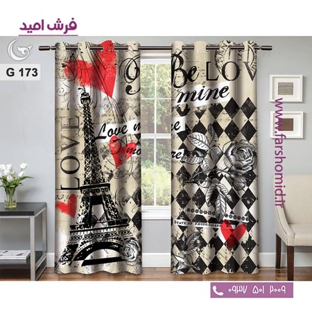 یک جفت پنل پرده پانچی دوخت شده و آماده نصب طرح مدرن کد 173
