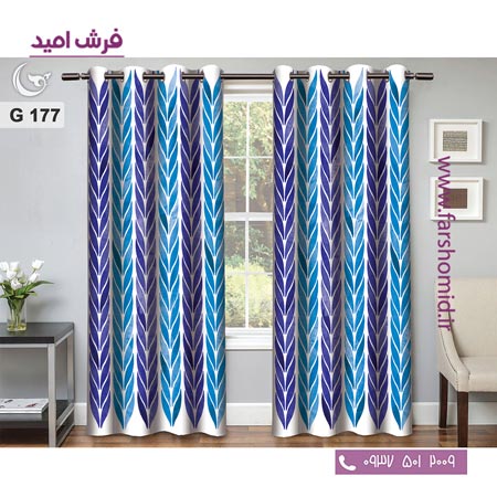 یک جفت پنل پرده پانچی دوخت شده و آماده نصب طرح مدرن کد 177