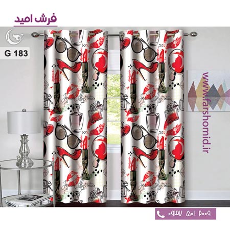 یک جفت پنل پرده پانچی دوخت شده و آماده نصب طرح مدرن کد 183