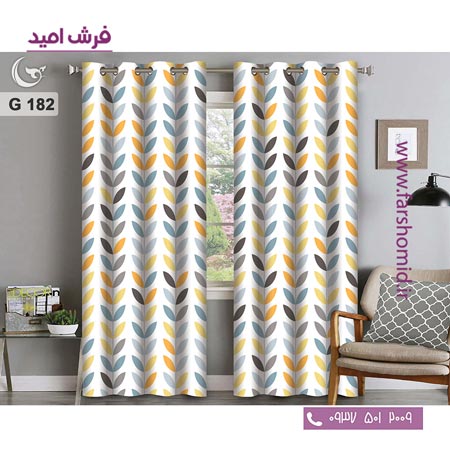 یک جفت پنل پرده پانچی دوخت شده و آماده نصب طرح مدرن کد 182
