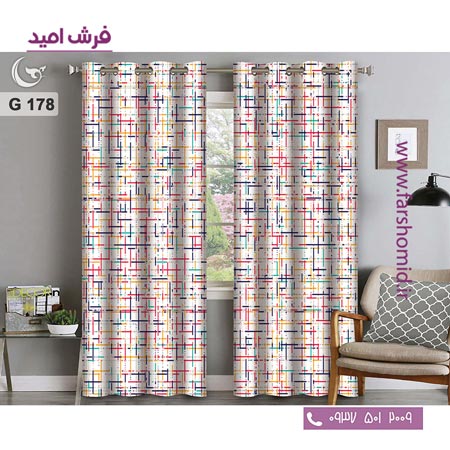 یک جفت پنل پرده پانچی دوخت شده و آماده نصب طرح مدرن کد 178