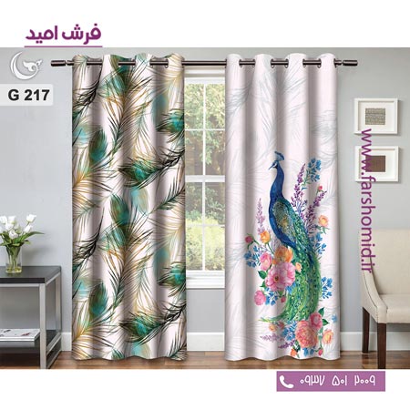یک جفت پنل پرده پانچی دوخت شده و آماده نصب طرح مدرن کد 217