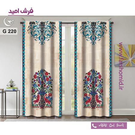 یک جفت پنل پرده پانچی دوخت شده و آماده نصب طرح مدرن کد 220
