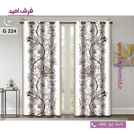 یک جفت پنل پرده پانچی دوخت شده و آماده نصب طرح مدرن کد 224