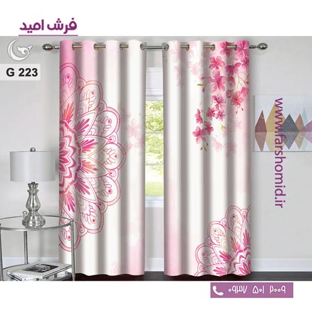 یک جفت پنل پرده پانچی دوخت شده و آماده نصب طرح مدرن کد 223
