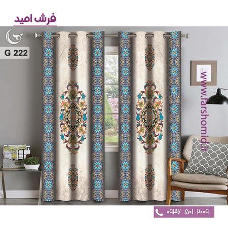 یک جفت پنل پرده پانچی دوخت شده و آماده نصب طرح مدرن کد 222