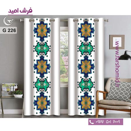 یک جفت پنل پرده پانچی دوخت شده و آماده نصب طرح مدرن کد 226