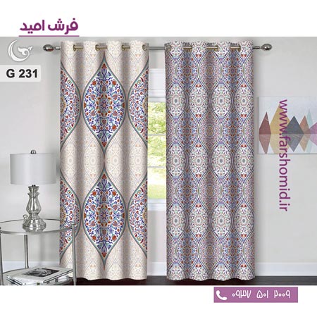 یک جفت پنل پرده پانچی دوخت شده و آماده نصب طرح مدرن کد 231