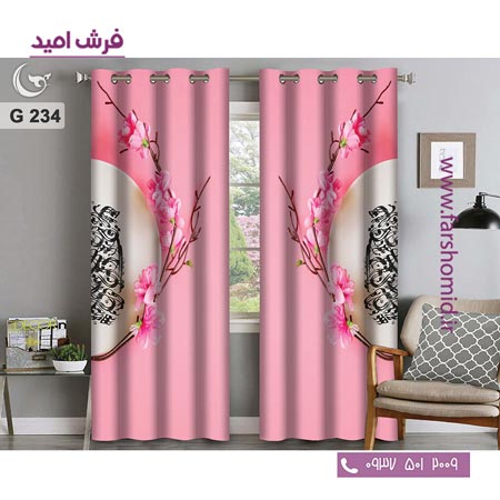یک جفت پنل پرده پانچی دوخت شده و آماده نصب طرح مدرن کد 234
