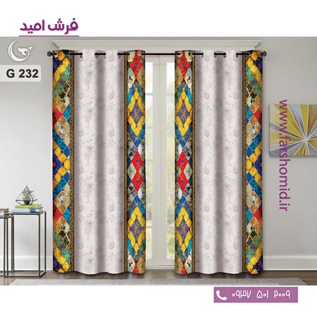 یک جفت پنل پرده پانچی دوخت شده و آماده نصب طرح مدرن کد 232