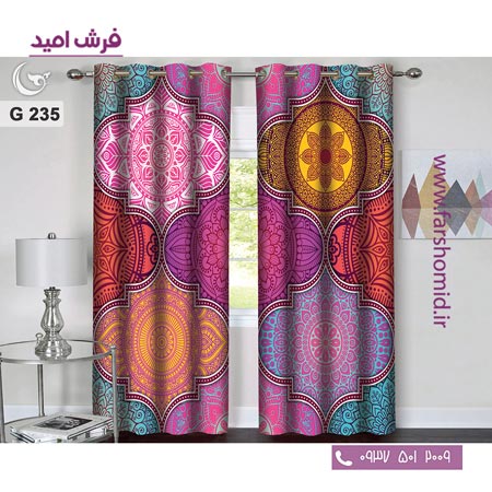 یک جفت پنل پرده پانچی دوخت شده و آماده نصب طرح مدرن کد 235