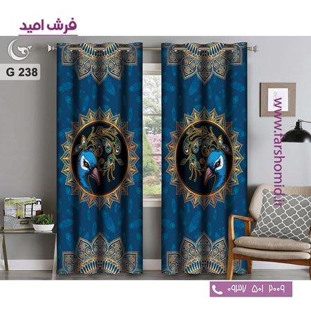 یک جفت پنل پرده پانچی دوخت شده و آماده نصب طرح مدرن کد 238