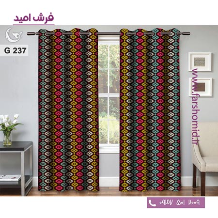 یک جفت پنل پرده پانچی دوخت شده و آماده نصب طرح مدرن کد 237