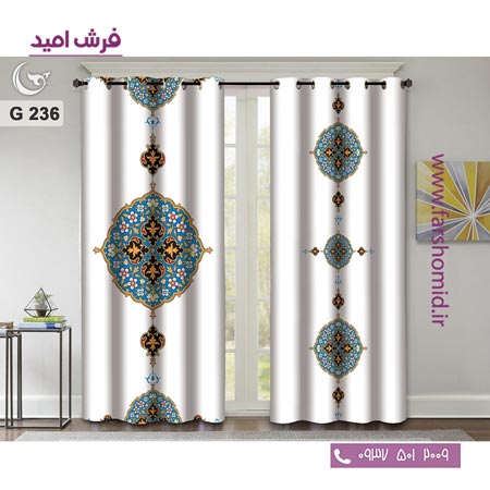 یک جفت پنل پرده پانچی دوخت شده و آماده نصب طرح مدرن کد 236