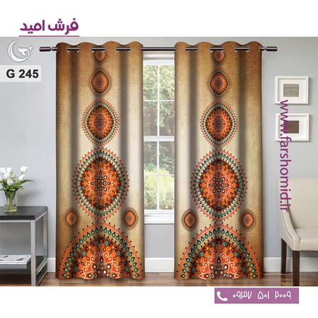 یک جفت پنل پرده پانچی دوخت شده و آماده نصب طرح مدرن کد 245