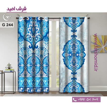 یک جفت پنل پرده پانچی دوخت شده و آماده نصب طرح مدرن کد 244