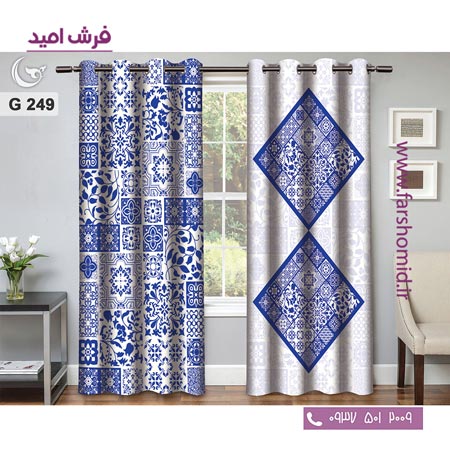 یک جفت پنل پرده پانچی دوخت شده و آماده نصب طرح مدرن کد 249