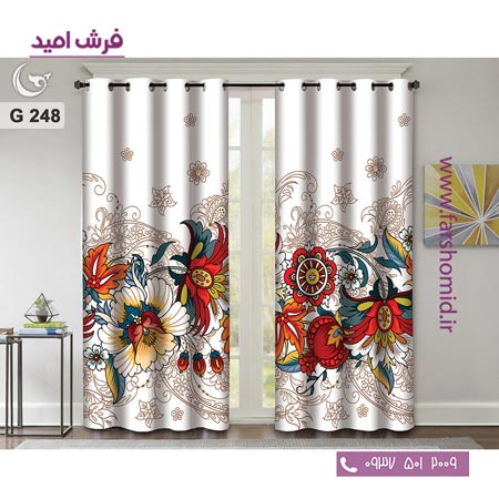 یک جفت پنل پرده پانچی دوخت شده و آماده نصب طرح مدرن کد 248
