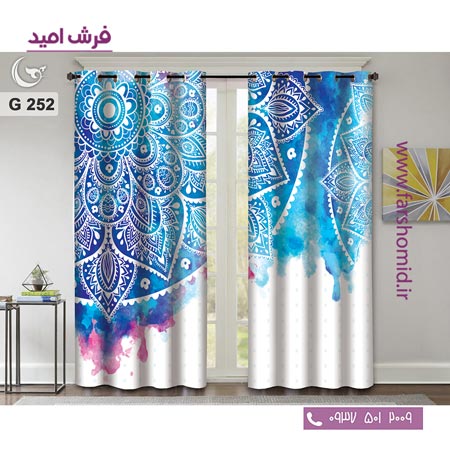 یک جفت پنل پرده پانچی دوخت شده و آماده نصب طرح مدرن کد 252