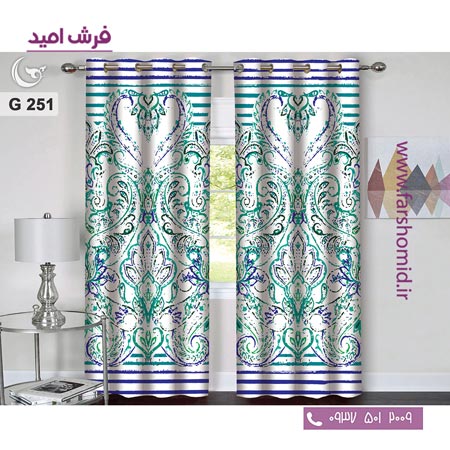 یک جفت پنل پرده پانچی دوخت شده و آماده نصب طرح مدرن کد 251