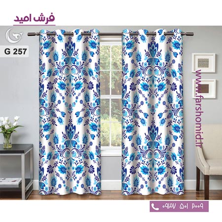 یک جفت پنل پرده پانچی دوخت شده و آماده نصب طرح مدرن کد 257