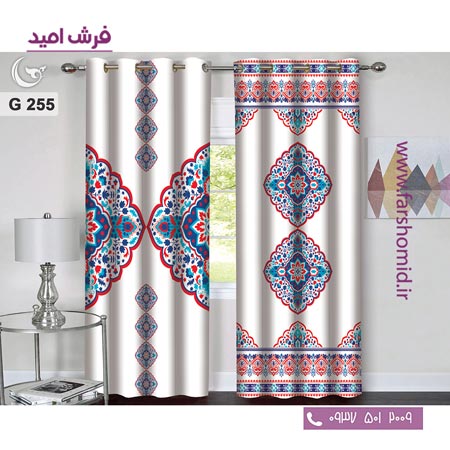 یک جفت پنل پرده پانچی دوخت شده و آماده نصب طرح مدرن کد 255